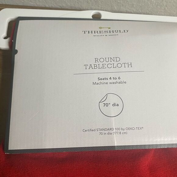 NWT Red Round Tablecloth 70” diameter Holiday Christmas Valentine’s kitchen - Picture 2 of 3